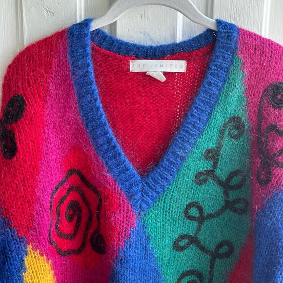 Vintage 90s The Limited Geometric Mohair Sweater - Picture 3 of 11
